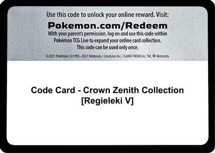 Code Card - Crown Zenith Collection [Regieleki V]  Crown Zenith Pokémon card