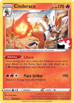 Prize Pack Series Cards Cinderace #034