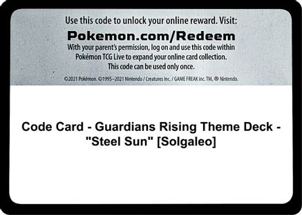 Code Card - Guardians Rising Theme Deck - "Steel Sun" [Solgaleo]  Guardians Rising Pokémon card