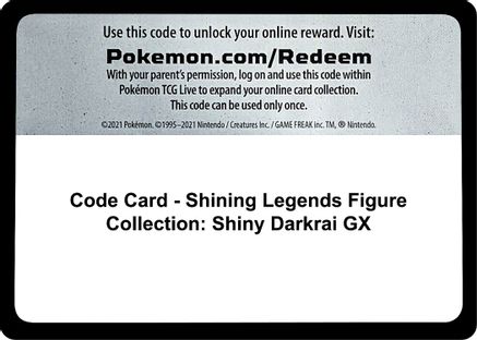 Code Card - Shining Legends Figure Collection: Shiny Darkrai GX  Shining Legends Pokémon card