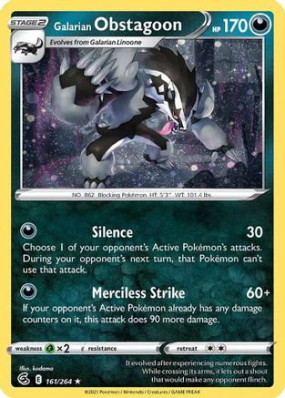 Miscellaneous Cards & Products Galarian Obstagoon (Cosmos Holo) #161