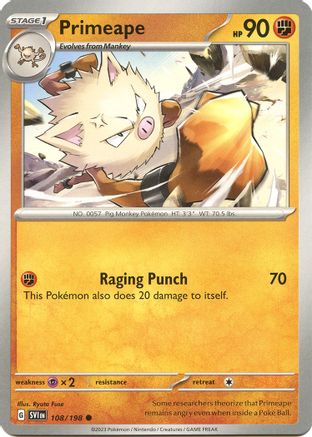 SV01: Scarlet & Violet Base Set Primeape #108