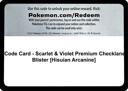 Code Card - Scarlet & Violet Premium Checklane Blister [Hisuian Arcanine]  Scarlet & Violet Pokémon card