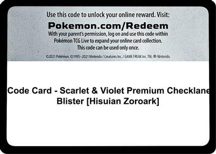 Code Card - Scarlet & Violet Premium Checklane Blister [Hisuian Zoroark]  Scarlet & Violet Pokémon card