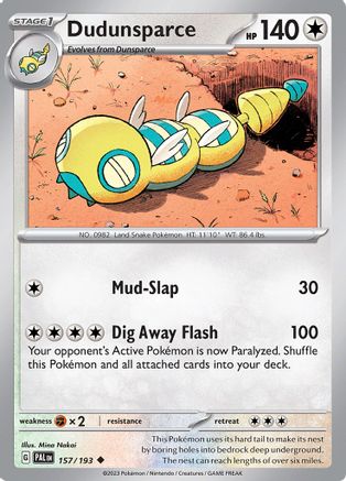 SV02: Paldea Evolved Dudunsparce #157