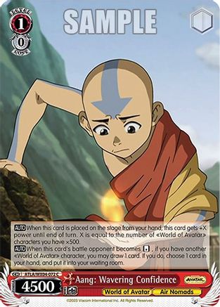 Aang: Wavering Confidence - Avatar: The Last Airbender - Weiss Schwarz