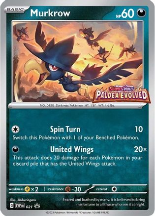 SV: Scarlet & Violet Promo Cards Murkrow - 021 (Prerelease) #021