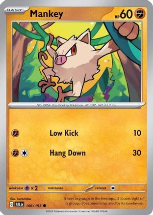 Miscellaneous Cards & Products Mankey - 106/193 (Cosmos Holo) #106