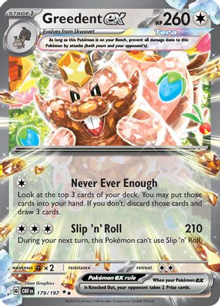 SV03: Obsidian Flames Greedent ex #179