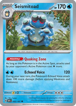 SV03: Obsidian Flames Seismitoad #052