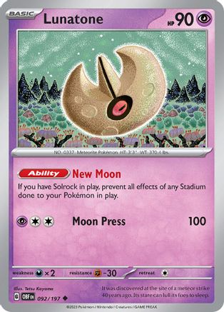 SV03: Obsidian Flames Lunatone #092