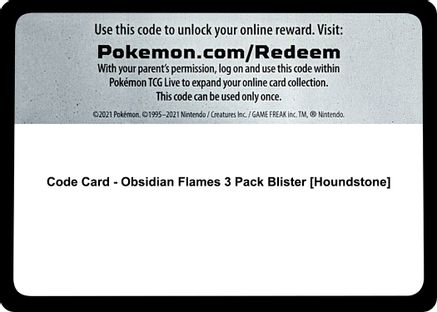 Code Card - Obsidian Flames 3 Pack Blister [Houndstone]  Obsidian Flames Pokémon card