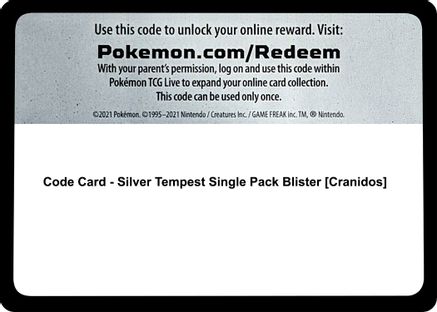 Code Card - Silver Tempest Single Pack Blister [Cranidos]  Silver Tempest Pokémon card