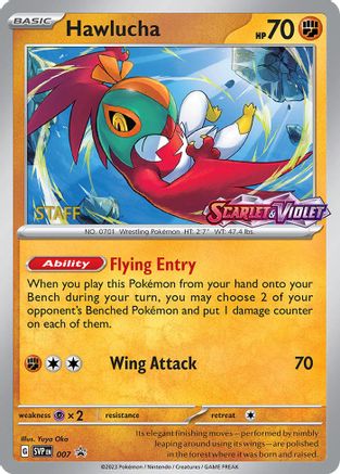 SV: Scarlet & Violet Promo Cards Hawlucha - 007 (Prerelease) [Staff] #007