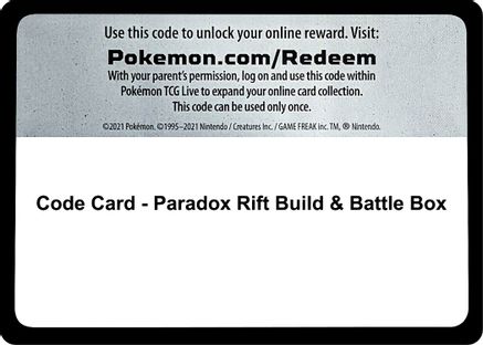 Code Card - Paradox Rift Build & Battle Box  Paradox Rift Pokémon card