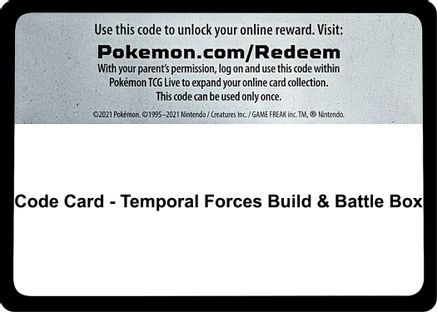 Code Card - Temporal Forces Build & Battle Box  Temporal Forces Pokémon card