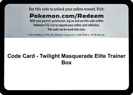 Code Card - Twilight Masquerade Elite Trainer Box  Twilight Masquerade Pokémon card
