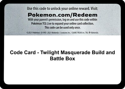 Code Card - Twilight Masquerade Build and Battle Box  Twilight Masquerade Pokémon card