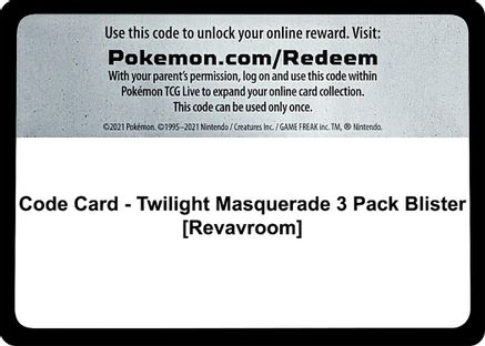Code Card - Twilight Masquerade 3 Pack Blister [Revavroom]  Twilight Masquerade Pokémon card