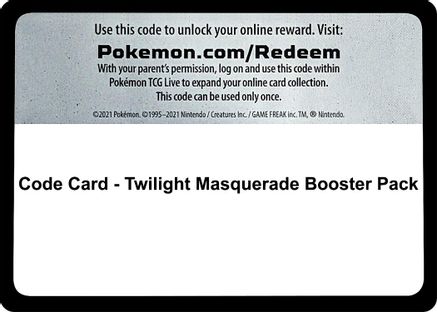 Code Card - Twilight Masquerade Booster Pack  Twilight Masquerade Pokémon card