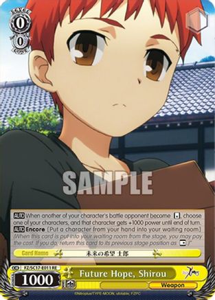 Future Hope, Shiro - Fate/Zero Chronicle Set - Weiss Schwarz