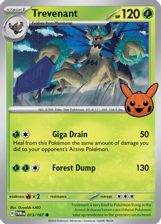 Trevenant 13 Trick or Trade BOOster Bundle 2024 Pokémon card