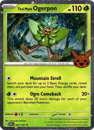 Teal Mask Ogerpon (Cosmos Holo) 24 Trick or Trade BOOster Bundle 2024 Pokémon card