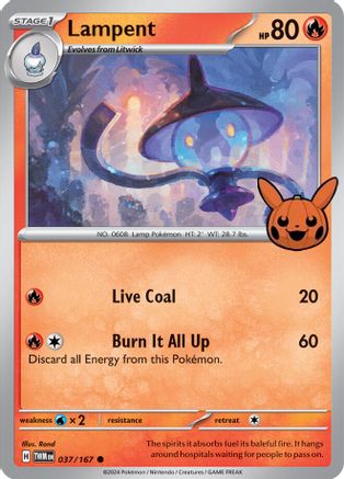 Lampent 37 Trick or Trade BOOster Bundle 2024 Pokémon card