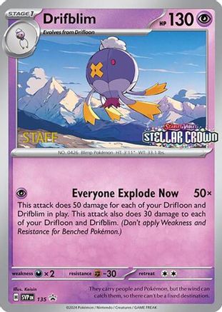 SV: Scarlet & Violet Promo Cards Drifblim - 135 (Prerelease) [Staff] #135