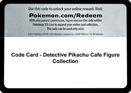 Code Card - Detective Pikachu Cafe Figure Collection  Detective Pikachu Pokémon card