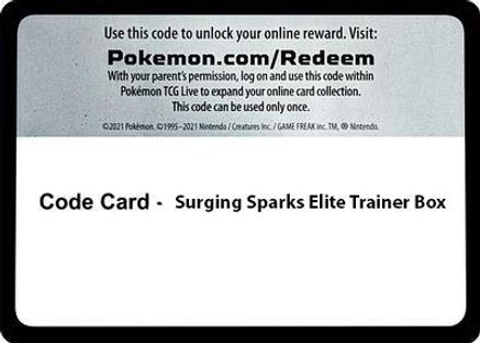 Code Card - Surging Spark Elite Trainer Box  Surging Sparks Pokémon card