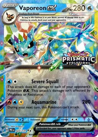 Miscellaneous Cards & Products Vaporeon ex - 023/131 (Prismatic Evolutions Stamp) #023