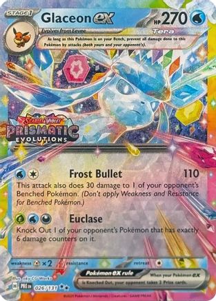 Miscellaneous Cards & Products Glaceon ex - 026/131 (Prismatic Evolutions Stamp) #026