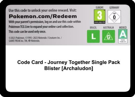Code Card - Journey Together Single Pack Blister [Archaludon]  Journey Together Pokémon card