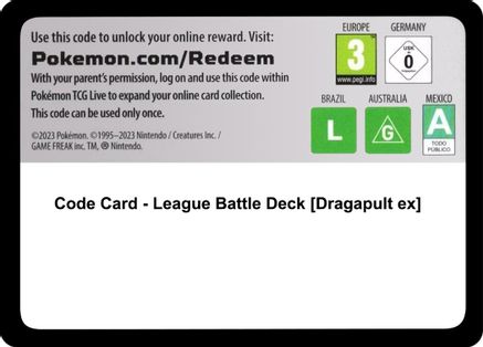 Code Card - League Battle Deck [Dragapult ex]  Temporal Forces Pokémon card
