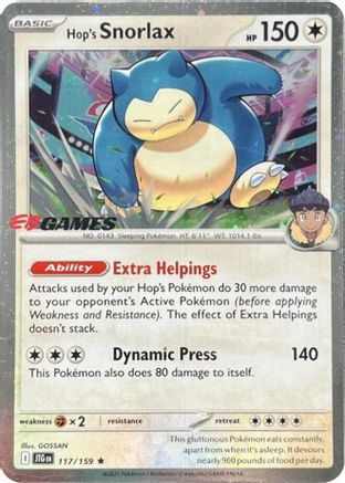 Miscellaneous Cards & Products Hop's Snorlax - 117/159 (EB Games) (Cosmos Holo) #117
