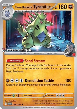 Miscellaneous Cards & Products Team Rocket's Tyranitar (Pokemon Center Exclusive) #096