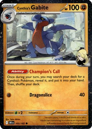 Miscellaneous Cards & Products Cynthia's Gabite (Cosmos Holo) #103