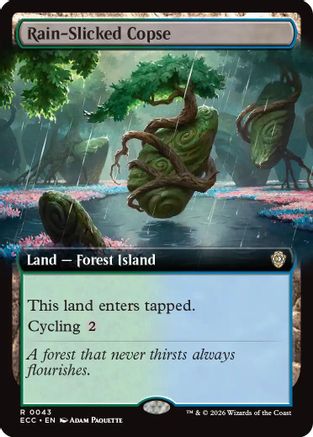 Commander: Lorwyn Eclipsed Rain-Slicked Copse (Extended Art) #43