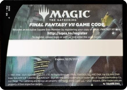 FINAL FANTASY FINAL FANTASY VII Game Code Card #10