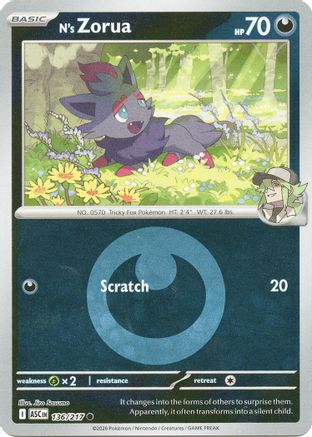 ME: Ascended Heroes N's Zorua (Energy Symbol Pattern) #136