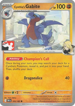 Prize Pack Series Cards Cynthia's Gabite #103