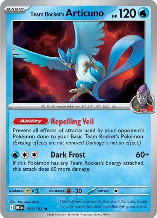 Deck Exclusives Team Rocket's Articuno - 051/182 (Non-Holo) #051