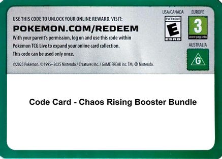 Code Card - Chaos Rising Booster Bundle  Chaos Rising Pokémon card