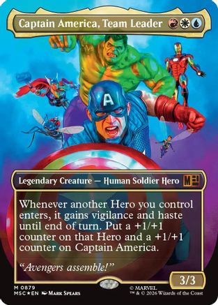 Commander: Marvel Super Heroes Captain America, Team Leader (Borderless) (Surge Foil) #879