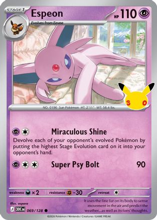 Espeon 69 ME: 30th Celebration Pokémon card