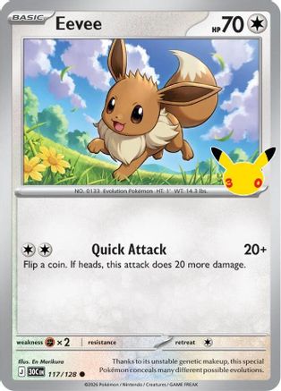 Eevee 117 ME: 30th Celebration Pokémon card