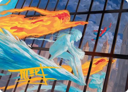 Art Series: Marvel Super Heroes Iceman and Firestar Art Card (Gold-Stamped Signature) #45