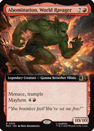 Commander: Marvel Super Heroes Abomination, World Ravager (Extended Art) #355