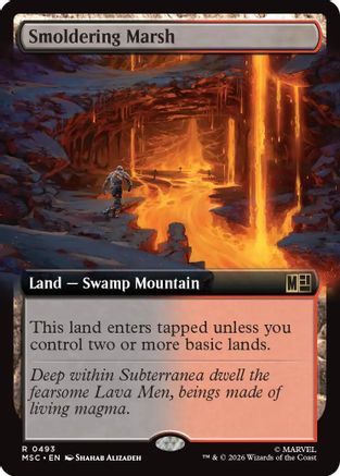 Commander: Marvel Super Heroes Smoldering Marsh (Extended Art) #493